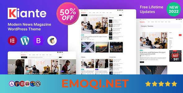 Download Kiante v1.0.3 – Newspaper Magazine Blog Modern WordPress Theme Multipurpose